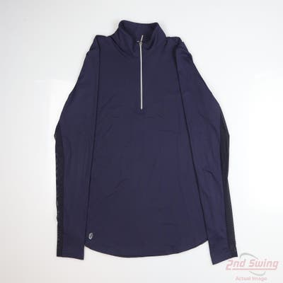 New Womens GG BLUE 1/4 Zip Pullover Large L Navy Blue MSRP $108
