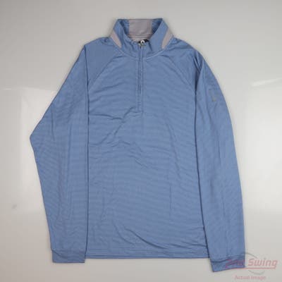 New W/ Logo Mens Johnnie-O 1/4 Zip Sweater Small S Blue MSRP $100