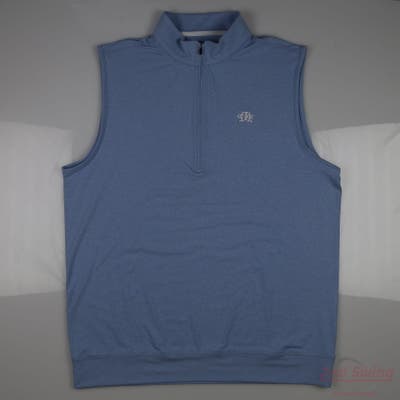 New W/ Logo Straight Down Mens Golf Vest Vest Large L Blue Heathered MSRP $90