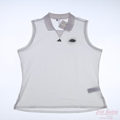 New W/ Logo Womens Adidas Sleeveless Polo Large L White MSRP $70