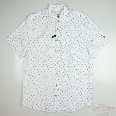 New W/ Logo Mens Johnnie-O Button Up X-Large XL White MSRP $90