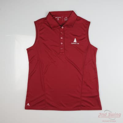 New W/ Logo Womens Antigua Sleeveless Polo Medium M Red MSRP $50