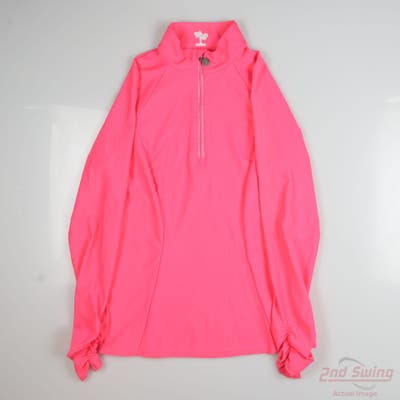 New Womens TZU TZU 1/4 Zip Sweater Large L Pink MSRP $129