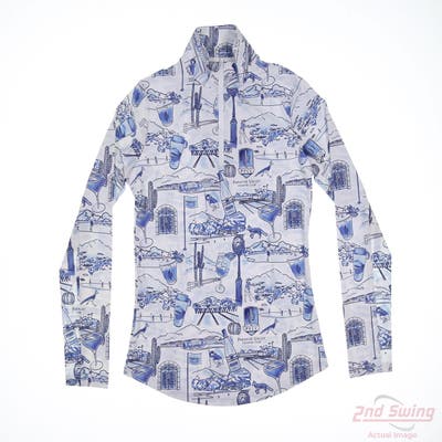 New Womens Smith & Quinn 1/4 Zip Pullover X-Small XS White/Blue MSRP $130