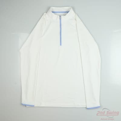 New Womens Peter Millar 1/4 Zip Sweater Large L White MSRP $123