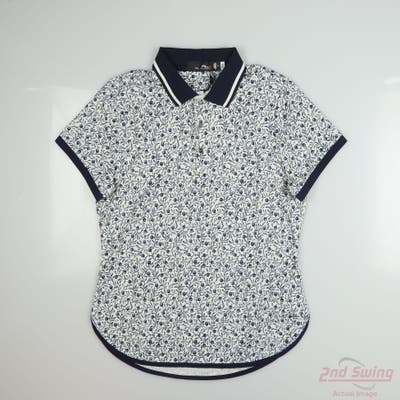 New Womens Ralph Lauren RLX Polo Medium M White/Blue MSRP $122