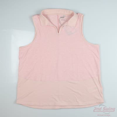 New Womens Puma Sleeveless Polo Large L Pink MSRP $45