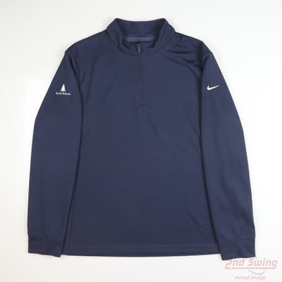 New W/ Logo Womens Nike 1/4 Zip Sweater Large L Navy Blue MSRP $80