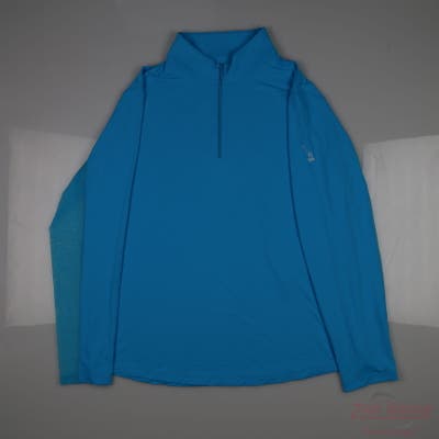 New W/ Logo Womens IBKUL 1/4 Zip Pullover X-Large XL Blue MSRP $80