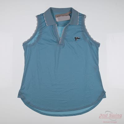 New W/ Logo Womens Peter Millar Sleeveless Polo Small S Blue MSRP $98