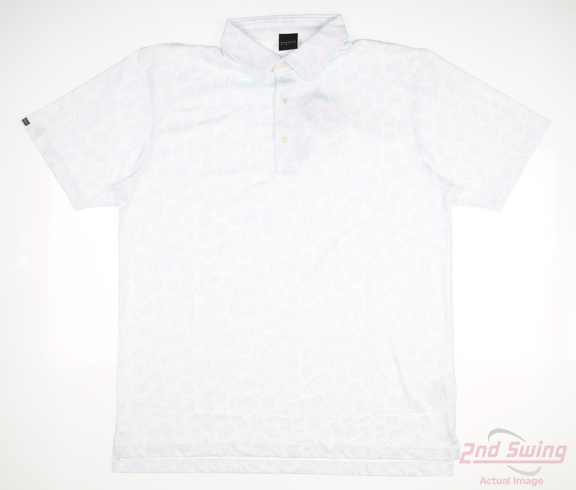 New Mens Dunning Golf Polo Large L Blue/White MSRP 89 2nd Swing Golf
