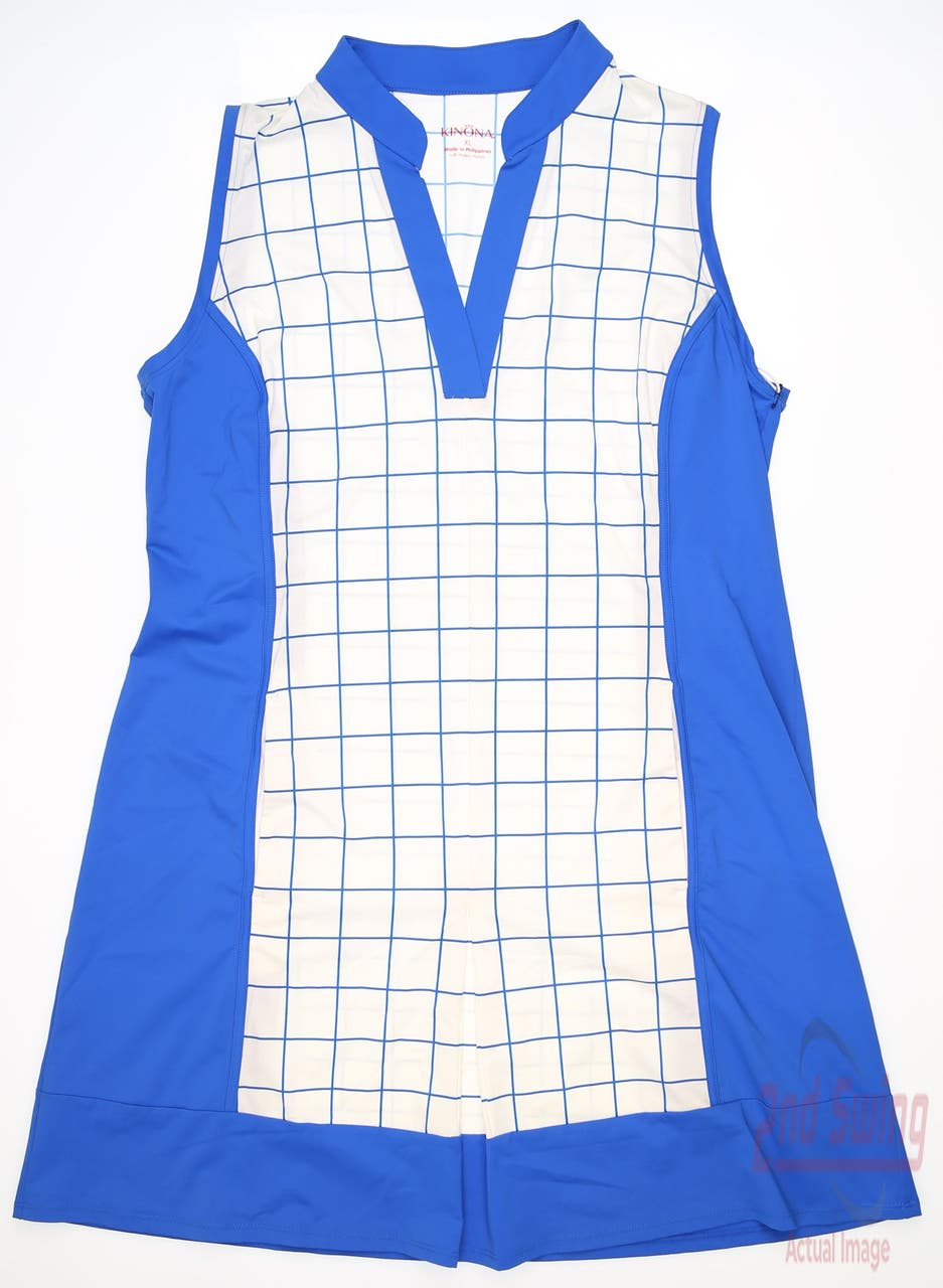 New Womens Kinona Sleeveless Golf Dress X-Large XL Multi Blue White MSRP $170