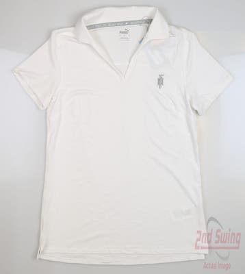 New W/ Logo Womens Puma Golf Polo Small S White MSRP $55