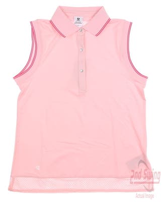 New Womens Daily Sports Sleeveless Polo Small S Pink MSRP $50