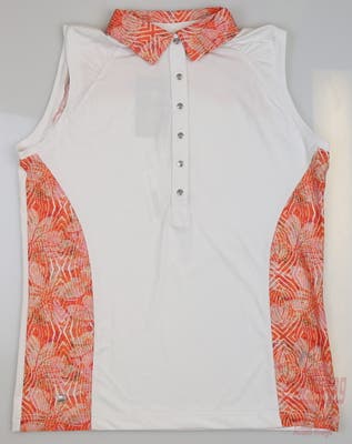 New Womens Daily Sports Louise Sleeveless Polo Small S White Multi MSRP $92