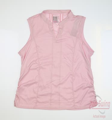 New Womens Lucky In Love Golf Sleeveless Polo Large L Pink MSRP $72