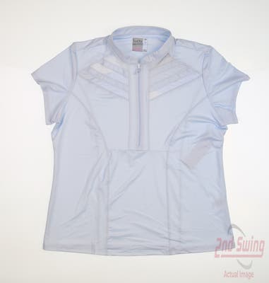 New Womens Lucky In Love Golf Polo Large L Blue MSRP $72