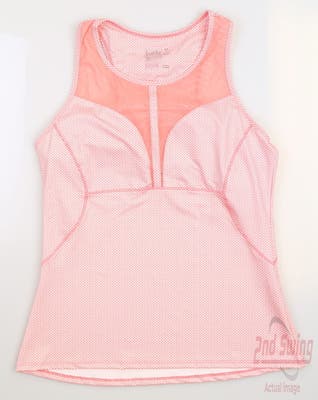 New Womens Lucky In Love Golf Tank Top Medium M Coral/White MSRP $64