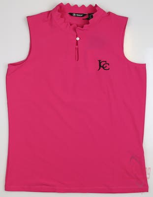 New W/ Logo Womens Abacus Sleeveless Golf Polo Large L Pink MSRP $77