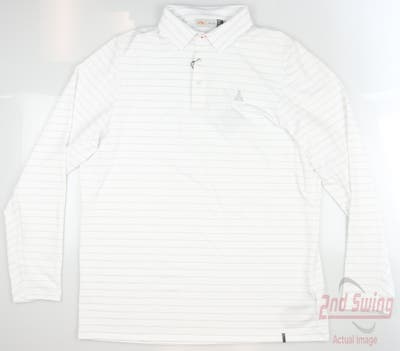 New W/ Logo Mens KJUS Soren Long Sleeve Polo X-Large XL White/Gray MSRP $109