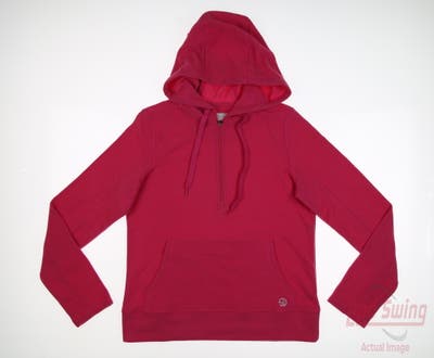 New Womens Straight Down 1/4 Zip Pullover Hoodie Small S Pink MSRP $70