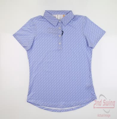 New Womens Straight Down Polo Small S Blue MSRP $70