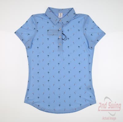 New Womens Straight Down Polo Small S Blue MSRP $70