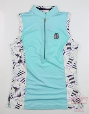 New W/ Logo Womens Fairway & Greene Golf Sleeveless Polo X-Small XS Blue MSRP $98