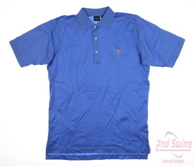 New W/ Logo Mens Fairway & Greene Signature Solid Lisle Polo Small S Blue MSRP $110