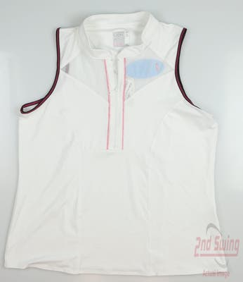 New Womens Lucky In Love Golf Sleeveless Polo X-Large XL White MSRP $72