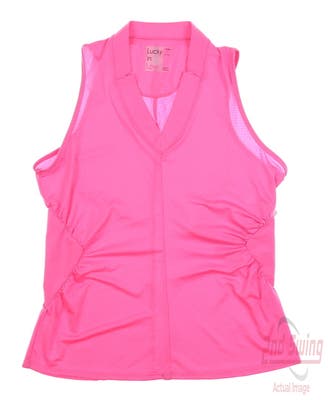 New Womens Lucky In Love Golf Tank Top Large L Pink MSRP $72