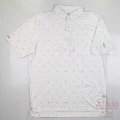 New W/ Logo Mens Straight Down Lucky Day Polo X-Large XL White MSRP $96