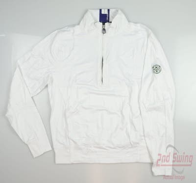 New W/ Logo Mens B. Draddy Blair 1/4 Zip Pullover Small S White MSRP $100