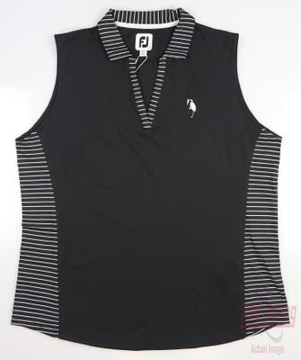 New W/ Logo Womens Footjoy Golf Sleeveless Polo X-Large XL Black MSRP $80
