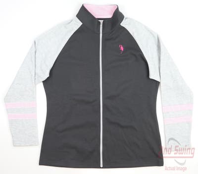 New W/ Logo Womens Footjoy Golf Full Zip Sweatshirt Large L Black MSRP $95