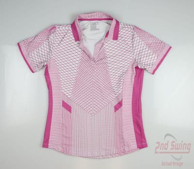 New Womens Lucky In Love Golf Polo Large L Pink MSRP $78