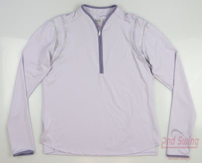 New Womens Lucky In Love Golf 1/4 Zip Pullover Large L Purple MSRP $80
