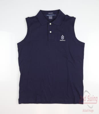 New W/ Logo Womens Ralph Lauren Golf Sleeveless Polo Medium M Navy Blue MSRP $95