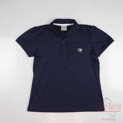 New W/ Logo Womens Level Wear Golf Polo Small S Navy Blue MSRP $40