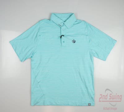 New W/ Logo Mens Level Wear Golf Polo Small S Blue MSRP $60