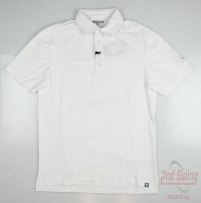 New W/ Logo Mens Level Wear Golf Polo Small S White MSRP $60