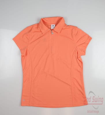 New Womens Daily Sports Polo Large L Orange MSRP $86