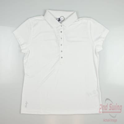 New Womens Daily Sports Golf Polo Large L White MSRP $86