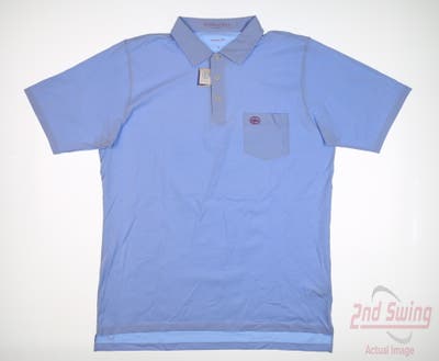New W/ Logo Mens B. Draddy Polo Large L Blue MSRP $100
