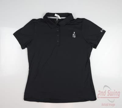 New W/ Logo Womens Under Armour Golf Polo X-Large XL Black MSRP $60