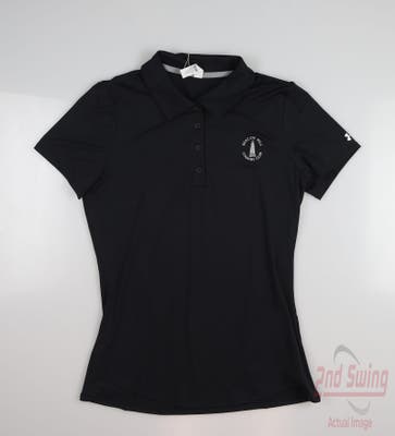New W/ Logo Womens Under Armour Golf Polo Small S Black MSRP $60