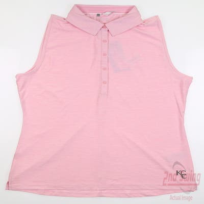 New W/ Logo Womens Under Armour Golf Sleeveless Polo X-Large XL Pink MSRP $50