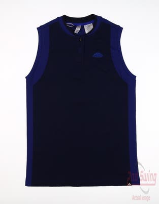 New W/ Logo Womens Adidas Sleeveless Polo Small S Blue MSRP $80
