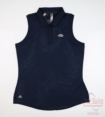 New W/ Logo Womens Adidas Sleeveless Polo Medium M Blue MSRP $70