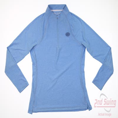 New W/ Logo Womens Peter Millar 1/4 Zip Pullover Medium M Blue MSRP $100